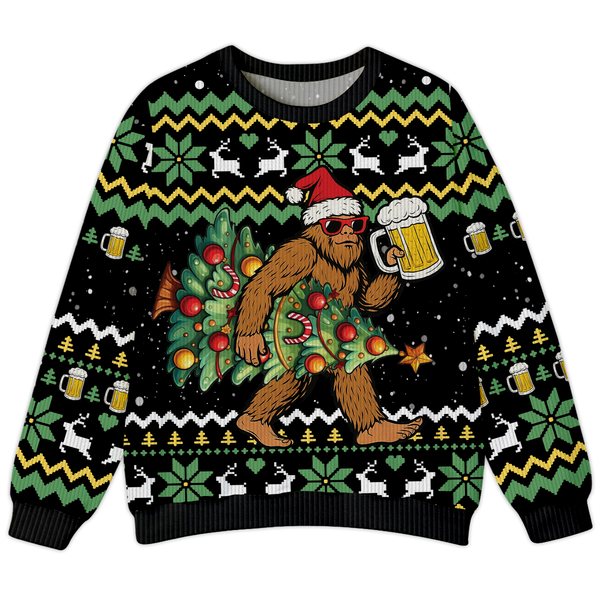Funny Bigfoot Beer Christmas Ugly Sweater