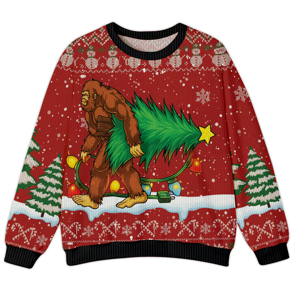 Funny Bigfoot Christmas Tree Ugly Sweater