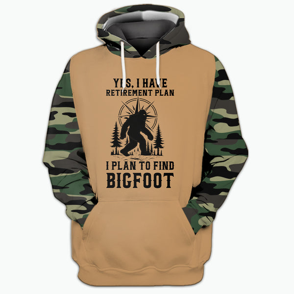 Bigfoot Retirement Plan Camouflage All Over Print Shirt