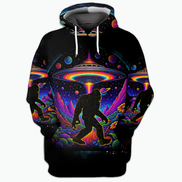 UFO Bigfoot Night Space All Over Print Shirt