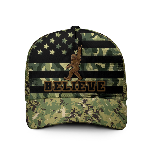 Bigfoot American Flag Camouflage Trucker Hat