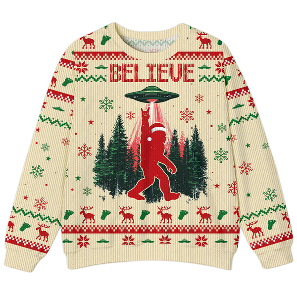 Believe In Bigfoot UFO Ugly Sweater