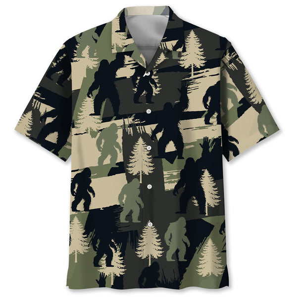 Bigfoot Pine Tree Brush Hawaiian Shirt