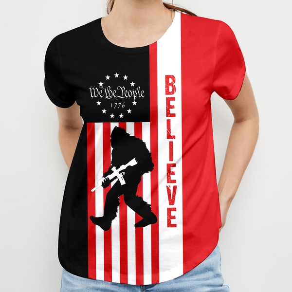 Bigfoot Believe American Flag All Over Print