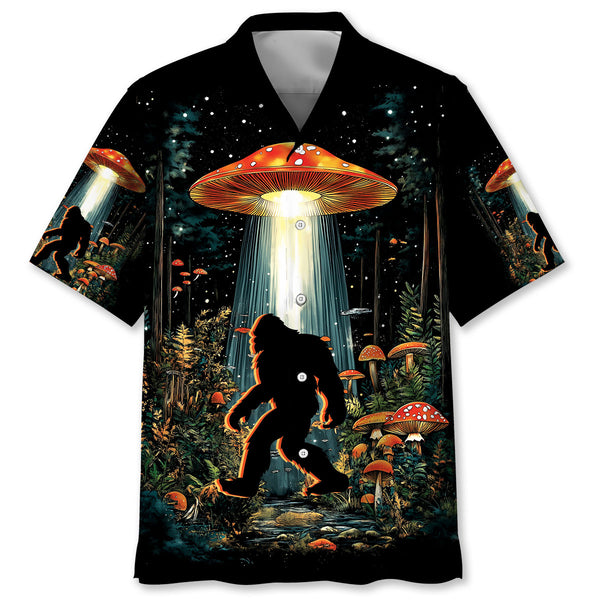 Mushroom Bigfoot Night Hawaiian Shirt