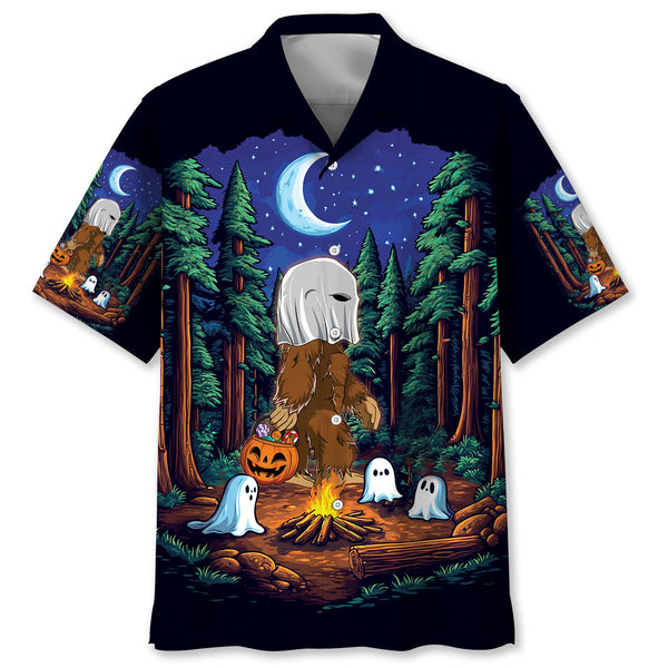 Bigfoot Spooky Camping Night Hawaiian Shirt