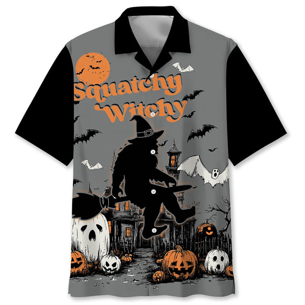 Bigfoot Halloween Town Squatchy Witchy Hawaiian Shirt