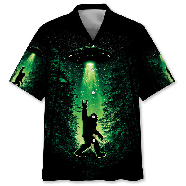 Bigfoot Night Green Hawaiian Shirt