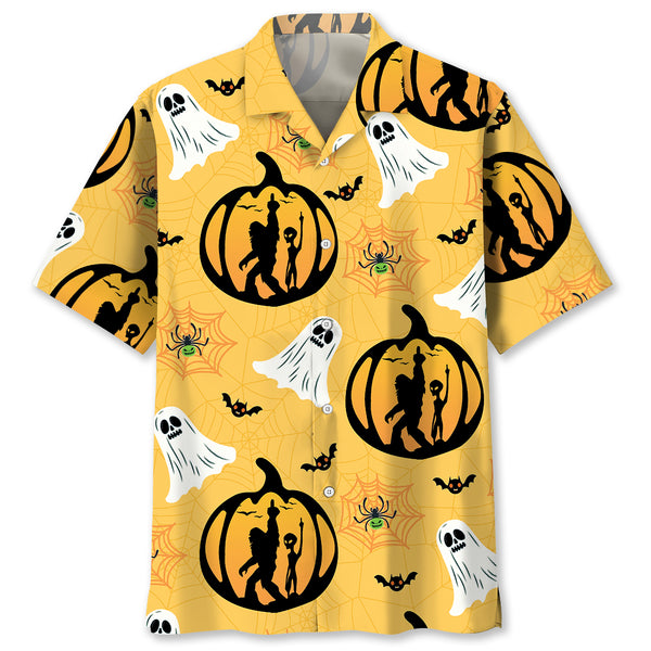 Bigfoot Alien Pumpkin Hawaiian Shirt