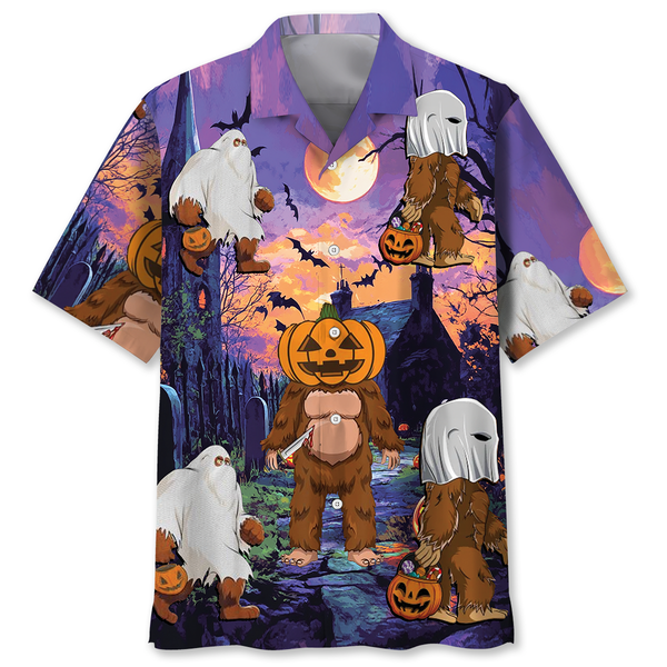 Bigfoot Halloween Night Costume Hawaiian Shirt