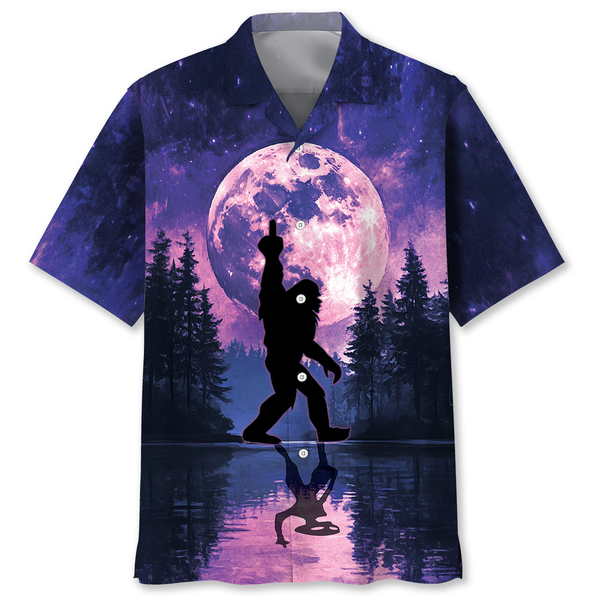 Bigfoot Alien Moonlight Hawaiian Shirt