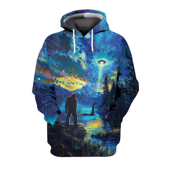 Bigfoot Nessie UFO Hoodie All Over Print