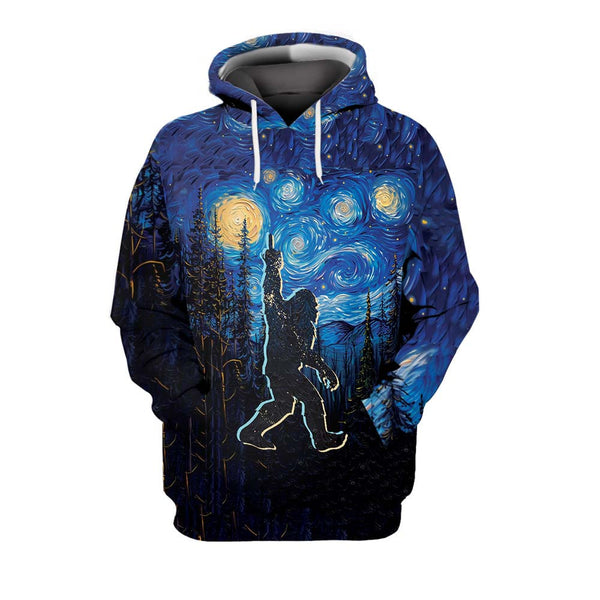 Bigfoot Starry Night Hoodie All Over Print