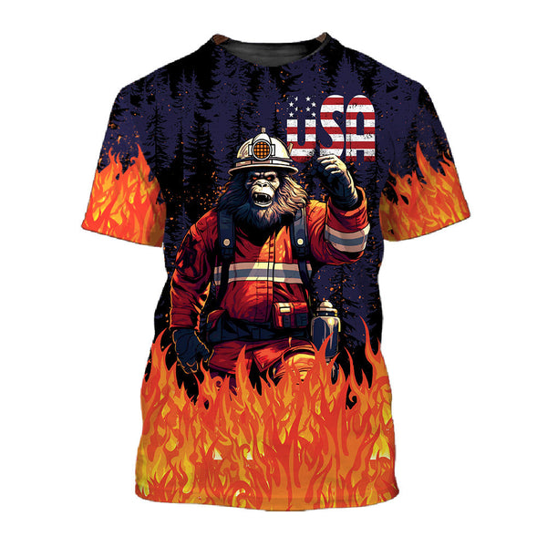 Firefighter Bigfoot T-Shirt For Men & Women