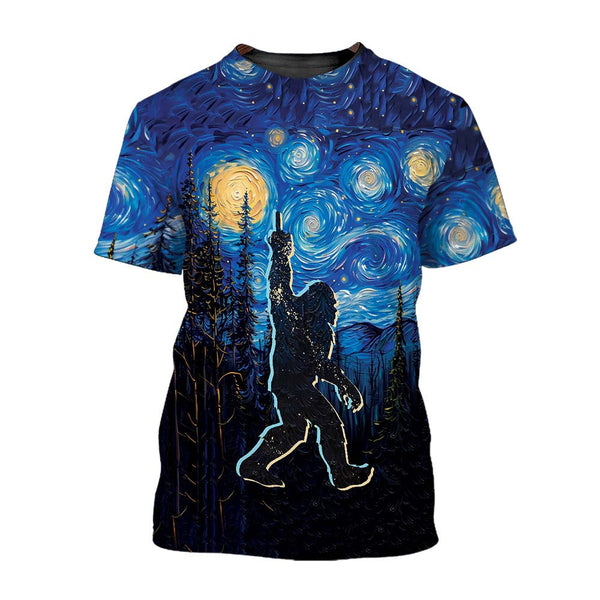 Bigfoot Mystery Starry Night T-Shirt For Men & Women