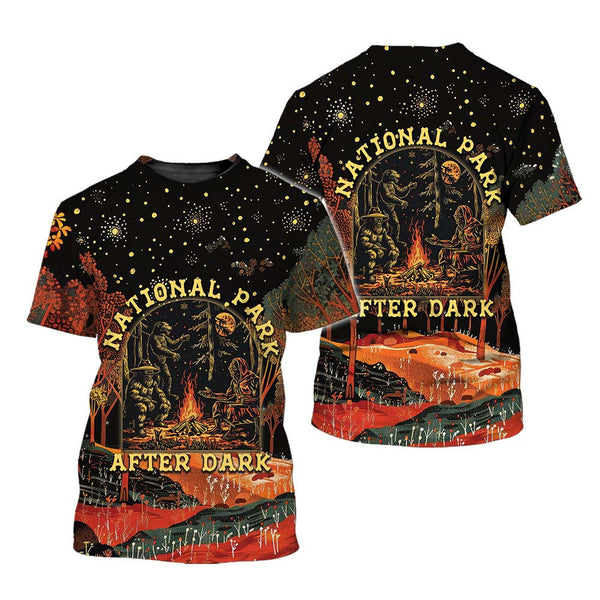 National Park After Dark Bigfoot Alien Bear T-Shirt For Men & Women